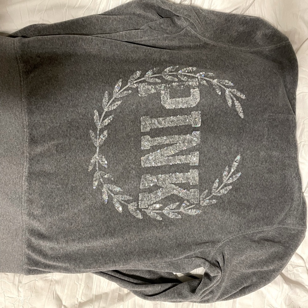 VICTORIA SECRET PINK GREY VELOUR JACKET